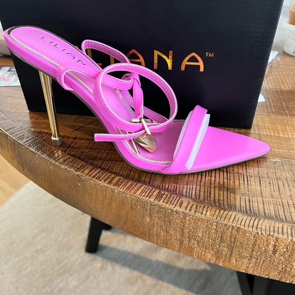 Pink Heel approx 4 inches". Pointed Open Toe Ankle strappy Heel Sandals size 9. - Picture 3 of 3